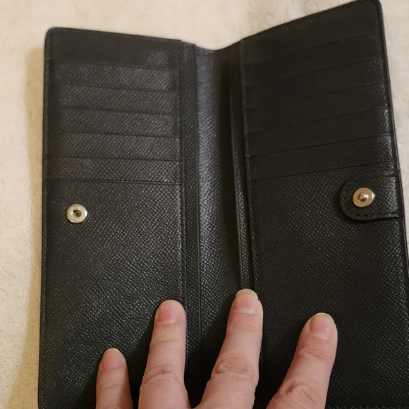 NWOT Authentic Coach Crossgrain Leather Slim Wallet in Twilight Blue and Silver - Picture 2 of 5